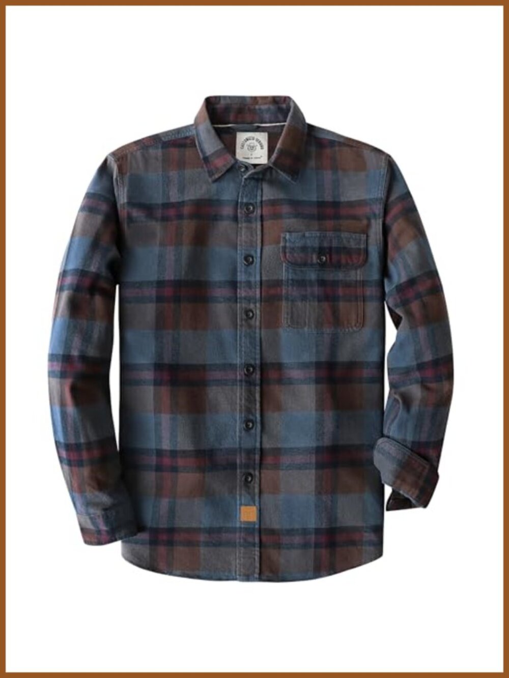 Men's 6 oz Flannel Shirt Long Sleeve Button Down Cotton Plaid